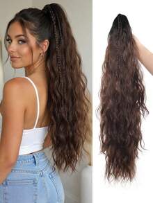 Peruca de Rabo de Cavalo Cacheada Estilo Latino, Presilhas Grandes, Cabelo Longo Cacheado, Textura Ondulada Natural e Volumosa, Adequada para Mulheres Usarem Diariamente e em Feriados., Halloween - Multicolorido - Visão 10