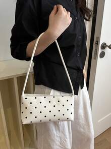 White Polka Dot Stylish Women's Shoulder Bag, Large Capacity Underarm Bag, Suitable For Dating And Daily Outfits For Women - White - View 2