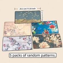 5pcs Ink Wash Landscape Tea Towels, Absorbent Velvet Tea Cloth, Chinese Tea Ceremony Aesthetics, Tea Set Cleaning Essential - Multicolor - View 5