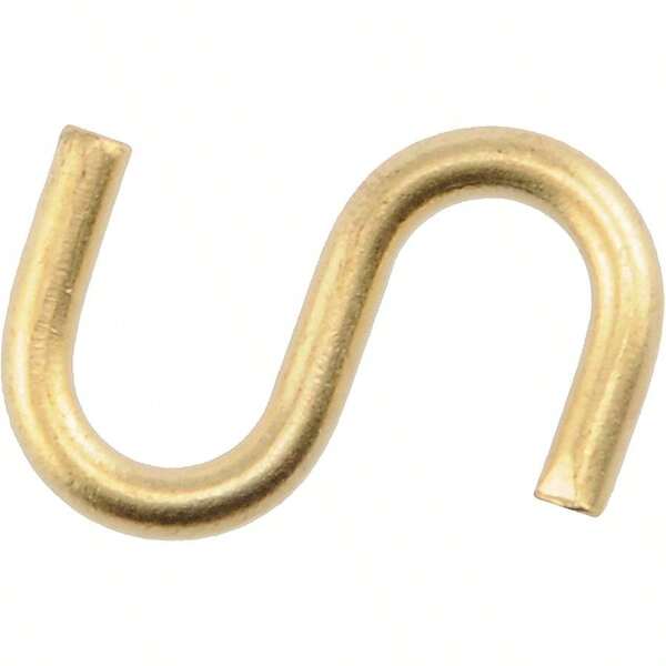 Hillman Hardware Essentials Brass S Hooks 3/4 Inch Steel Utility S Hooks Hanging Chains Rope Tools Kitchen Garden Organization Decorative Brass S Hooks 3 Pack