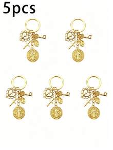 1pc Religious Novelty Keychain | Cross Keychain With Assorted Accessories, Prayer Protection Pendant Suitable For Bag And Phone Decoration, Exquisite Creative Gift - Multicolor - View 17