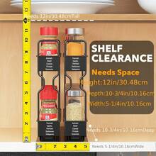 2-Pack 2-Tier Slide Out Spice Rack Organizer, Heavy Duty Pull Out Cabinet Organizer, Adjustable Powder Coated Metal Pantry Storage Shelf With Blank Labels For Kitchen Cabinet, Countertop, Pantry, Space Saving Housewarming Gift - View 3