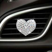 Shiny Crystal Heart-Shaped Car Air Vent Aromatherapy Clip, Car Air Vent Decorative Clip, Car Decoration Accessory - A - View 17