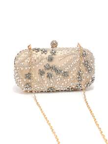 Gold Rhinestone Studded High-End Women's Evening Clutch Bag, Handmade Fashion Handbag & Crossbody Bag For Parties - Gold - View 6