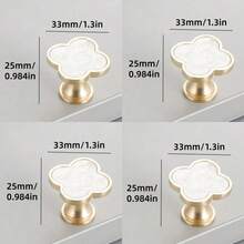 Elegant Clover Furniture Handles 4 Packs Multi Tone Resin Gold Frame Cabinet Handle Modern Drawer Knobs For Cupboard Dresser Closet Decor - Clovers-4Pcs - View 9