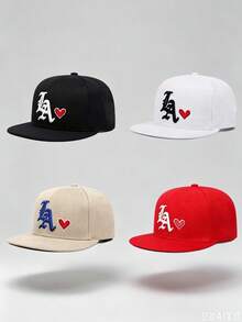 1 Pc Unisex LA Heart Embroidered Fashionable Hip-Hop Baseball Cap, Adjustable Design, Perfect For Outdoor Activities, Travel, And Running - Multicolor - View 9