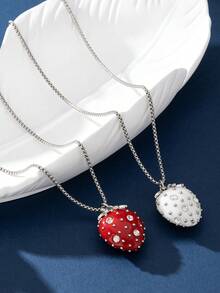 1pc Creative Artistic Strawberry Pendant Necklace, Summer Fruit Shaped Short Necklace, Suitable For Women's Daily, Party, And Travel Wear - Strawberry Necklace - View 6