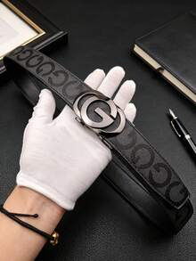 1 pièce Ceinture pour homme avec boucle automatique, personnalisée avec lettre G, imprimé bohème lettre G, ceinture de taille décontractée pour le bureau, la maison, les fêtes, les voyages, 120 cm, 1 pièce - Noir - Voir 9