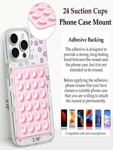1pc Suction Cup Phone Back Mount Stand | Easy Adsorption & Hands-Free Dual Function, Suitable For Home Makeup, Skincare, Hair Drying, Watching Shows, Travel & Video Browsing, High-Elastic Soft Silicone + Strong Adhesive Material, 24 Evenly Distributed Round Suction Cups + Trace-Free Adhesive Details, Portable No-Drill Phone Mount Stand - Multicolor - View 2
