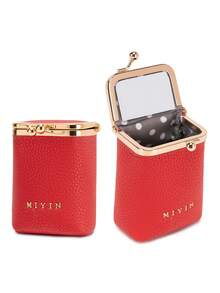 MIYIN Estuche de labial vintage con patrón de leopardo y cierre de beso con espejo interior, bolsa de cosméticos compacta portátil mini, estuche de almacenamiento de maquillaje pequeño para regalo diario de damas - Multicolor - Ver 17