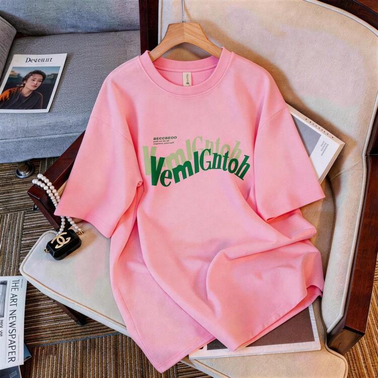 Women's Summer T-Shirt, Pure Cotton, Breathable, Short Sleeve, Versatile, With English Pattern Print, Korean Style, Casual And Fashionable - Áo ngắn tay VeemIGntoh (2) Trắng - Xem 9