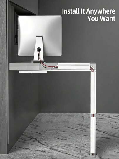Cable Management Tray, A Must-Have For Gaming Desktops And Room Decor, Concealing Cables Without Drilling. Made Of PVC, Black, White, And Gray. 15.8-Inch Size. Suitable For Computer Monitor/PC Cable Management. Self-Adhesive Design. Ideal For Room Decoration And Office Supplies