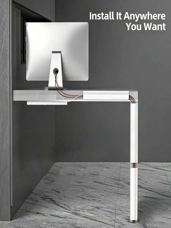 Cable Management Tray, A Must-Have For Gaming Desktops And Room Decor, Concealing Cables Without Drilling. Made Of PVC, Black, White, And Gray. 15.8-Inch Size. Suitable For Computer Monitor/PC Cable Management. Self-Adhesive Design. Ideal For Room Decoration And Office Supplies