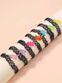 Colorful Harajuku Candy Bear Clavicle Chain Cute Cartoon Pendant For Girls Daily Wear Random Color Gift - one-size - View 6