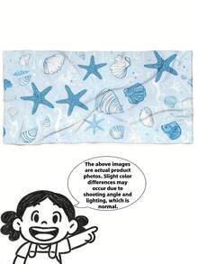 1PC Bohemian Style Light Blue Starfish Conch Seashell Pattern Large Microfiber Beach Towel, Quick Dry Soft Skin-Friendly Wear-Resistant Beach Towels For Swimming Outdoor Beach Vacation Travel Supplies, Father's Day Gift - Multicolor - View 11