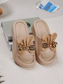ASOFTER Summer New Fashionable Elegant Women's Sandals, Rabbit Ear Buckle Decor Thick Sole Slippers, Suitable For Cherry Blossom Season, Graduation Season, Valentine's Day - Khaki - View 5