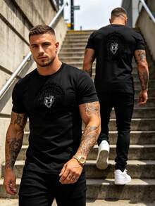 Vintage Retro Style Men Short Sleeve T-Shirt Fashion Male Apparel - Black - View 6