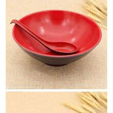 , Set of 2 Soup Spoons Asian Japanese Wonton Soba Rice Pho Ramen Noodle Soup Spoons, Black/Red Color - 6,5 pulgadas (16,51 cm) - Ver 7