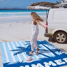 1 Stück Oversized Kokosbaum gestreifte sandabweisende schnelltrocknende Strandtuch Matte, geeignet für 1-3 Erwachsene leichtes, langanhaltend Polyestergewebe perfekt für Reisen, Camping, Wandern und Lässig am Strand, Strandmatte, Picknickmatte, Camping Bodenabdeckung - Verschiedenfarbig - Übersicht 9