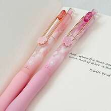 2/4pcs Cute Sakura Gel Pens, Aesthetic Macaron Color Retractable Ballpoint Pens With Soft Grip, 0.5mm Fine Tip Smooth Writing Pens, Suitable For Diaries, Notes, School And Office Supplies, 4 Packs Cute Stationery, Perfect For Girls - Cherry Blossom Pen - View 5