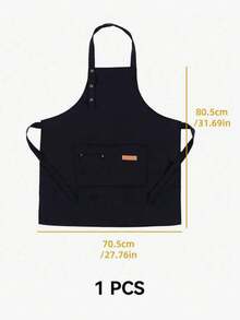 1pc Waterproof & Oil-Proof Kitchen Apron With Shoulder Straps, Personal Care Kitchen Apron With Pockets, Stain-Resistant Kitchen Apron - Black - View 7