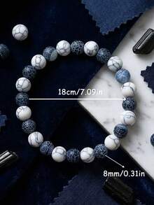 YAUKIA Fashion Weathered Agate Protection Beaded Bracelet , Howlite , Encourages Relaxation , Patience , Emotional Healing , Yoga Meditation Summer Jewelry - Multicolor - View 8