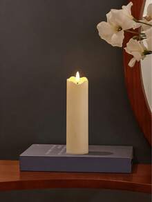 1PC High-End Realistic Plastic Ivory White Electronic LED Decorative Candle, Smokeless Candle Light, Modern Home Bedroom Decor Lamp, Christmas Wedding Atmosphere Light, Holiday Gift Souvenir - Wave - View 16
