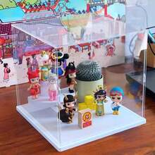 White Base Detachable Transparent Display Box, Display Cabinet, Display Case, Storage Box, High Transparency, Suitable For Small Cars, Figurines, Crafts, Collectibles, Ornaments Storage And Organization, Different Sizes Available - White Background - View 9