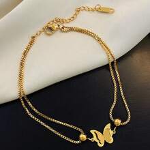 1pc Stainless Steel Summer Mori Style Starfish Shell Anklet For Women, INS Small Seashell Beach Charm Foot Chain, Cute Sweet Accessory - Yellow Gold - View 4