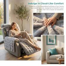 TOPCHANCES - Funda de terciopelo antideslizante para silla reclinable - Gris Claro - Ver 5