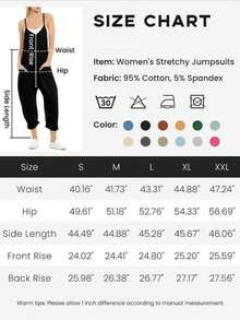 Women's Jumpsuit Romper Casual Sleeveless V-Neck Harem Overalls With Pockets - Stretchy Adjustable Straps Summer Beach Outfit - 藍灰色 - 查看 4