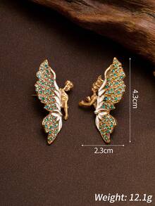 1 collier 1 paire de boucles d'oreilles vintage dorés papillon de fée bijoux diamant bleu émail papillon de fée collier boucles d'oreilles luxe léger style palais vintage accessoires cadeau banquet femmes - Multicolore - Voir 9