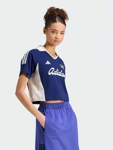 Adidas Women's LUX TIRO Knit Polo Shirt Collar Short Sleeve T-Shirt TKT2785 - Navy Blue - View 1
