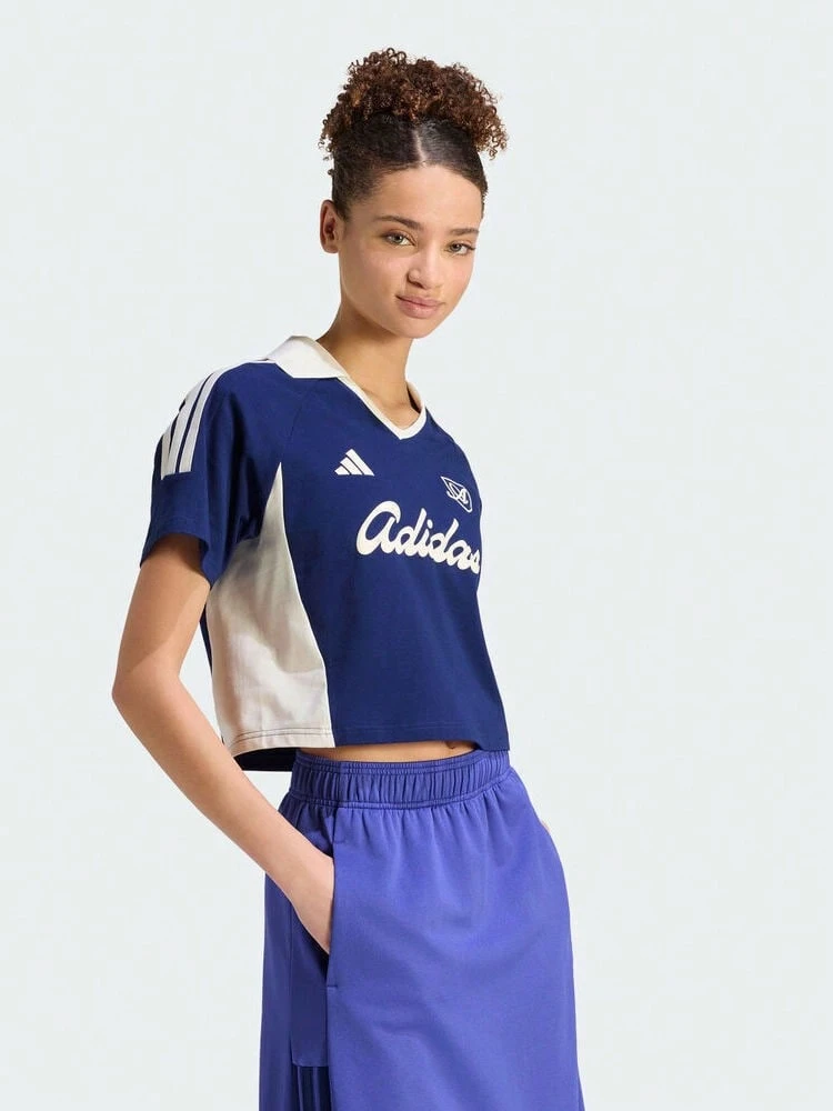 Adidas Women's LUX TIRO Knit Polo Shirt Collar Short Sleeve T-Shirt TKT2785 - Navy Blue - View 1