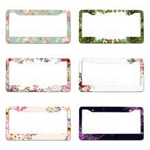 Aluminum Car License Plate Frame, Small Floral Design, Waterproof License Plate Cover, Car Decoration Accessory. - A - View 5
