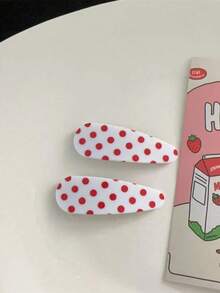 A Pack Of 6/12 Red Polka Dot Christmas Plaid Hair Clips, Perfect For Girls To Wear Daily, Take Photos, Attend Parties, And As Gifts. - Red - View 4