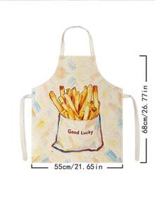 1pc, Cute Puppy, Kitten, French Fries & Rabbit Pattern Polyester Apron, Suitable For Cooking, Baking, And Gardening - Can Be Used As Attire For The Kitchen And Dining. - Multicolor - View 13