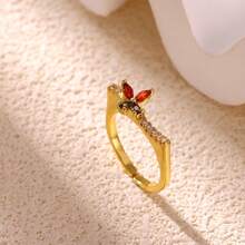 Retro Niche Tricolor Stone Ring, Fashionable And Simple Open Mouth Ring Jewelry ﻿ - JZ10016 - View 5