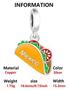 1pc Fashion Fun Foodie Exclusive Snack Food Theme Donut, Milk, Chili, Corn, Watermelon, Taco, Cola, Burger, Fries Beaded Charm Pendant Creative Versatile DIY Bracelet Necklace Gift - Multicolor - View 19