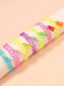 Colorful Harajuku Candy Bear Clavicle Chain Cute Cartoon Pendant For Girls Daily Wear Random Color Gift - one-size - View 2