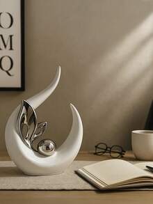 1pc Modern Abstract Art Sculpture, White Silver-Plated Artistic Statue Decor, Creative Desktop Home Decoration, Suitable For Entryway, Dining Room, Living Room, Office, Bedroom, Kitchen And Other Spaces - Multiple Styles - View 9