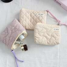 1 pieza Monedero acolchado con rayas de nube, bolsa de almacenamiento portátil mini, puede almacenar caramelos, aperitivos, lápiz labial, auriculares, bolsa pequeña, bolsa con forro interior de cremallera de color caramelo, bolsa para lápiz labial, monedero, tarjetero, bolsa de almacenamiento de auriculares, puede contener tarjetas bancarias, tarjetas de crédito, monedas, capacidad suficiente, tela suave y cómoda, monedero de tarjeta de moda, adecuado para estudiantes y trabajadores de oficina en sus desplazamientos diarios y compras. - Multicolor - Ver 9