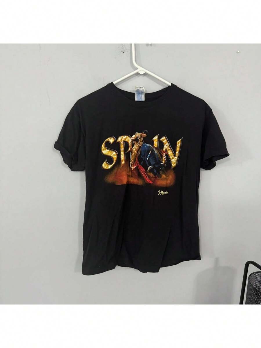 Camiseta Clásica de la Feria del Toro de Madrid, Celebrando la Cultura Española para Fanáticos y Coleccionistas de Ropa Vintage - Negro - Ver 1