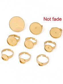 5pcs Stainless Steel Round Open Rings Findings Resin Stone Blank Cabochon Cameo Ring Base For DIY Jewelry Making Accessories - DIY Ring - View 3