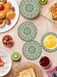 6pcs Cork Coaster Set, Suitable For Coffee Table, Apartment, Wooden Bar, Mug, Glass, Beer Cup, Home Decor, Tablecloth And Kitchen Decor - Multicolor - View 2