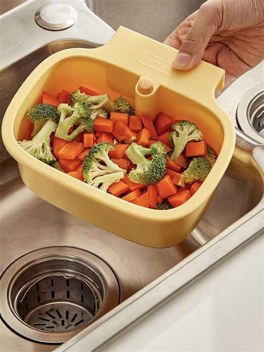 1PC Kitchen Sink Drain Filter Basket - Hanging Sink Drain Basket With One - Drain Net, Kitchen Sink Food Collection Basket Storage Organizer Rack White/Green/Yellow - Multicolor - View 1