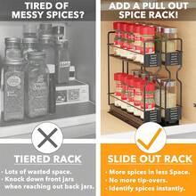 2-Pack 2-Tier Slide Out Spice Rack Organizer, Heavy Duty Pull Out Cabinet Organizer, Adjustable Powder Coated Metal Pantry Storage Shelf With Blank Labels For Kitchen Cabinet, Countertop, Pantry, Space Saving Housewarming Gift - View 4