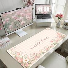 1pc Cream Floral Plaid Mouse Pad, Soft Focus Macaron Color Desk Mat, Non-Slip Large Keyboard Pad, Suitable For Office, Study, Laptop, Girls Desktop Decor - View 3