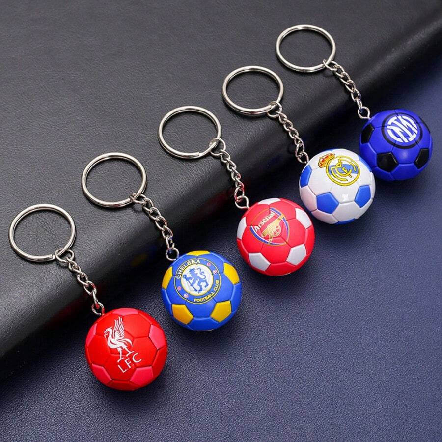 FIFA World Cup Premier League La Liga Club Mini Football Keychain, Real Madrid Liverpool Chelsea Team Logo Pendant, Fan Merchandise Gift, Bag Charm Accessory - View 1