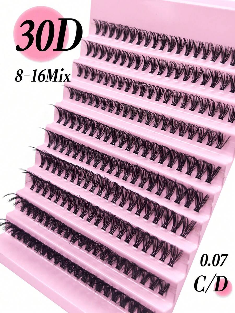 30D 80/140/200片 3D假睫毛 8-16mm混長 0.07C/D捲度 4/7/10排 柔軟自然 防水輕盈 易佩戴 適合日常、派對或婚禮場合 睫毛簇 大包裝假睫毛 - 查看 1